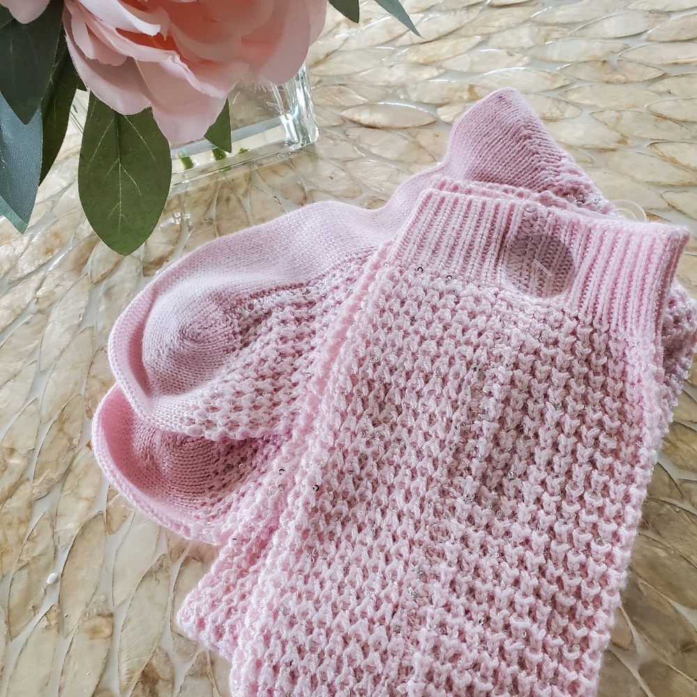 VICTORIA'S SECRET PALE PINK SEQUIN 😍 KNEE SOCKS - Picture 5 of 6